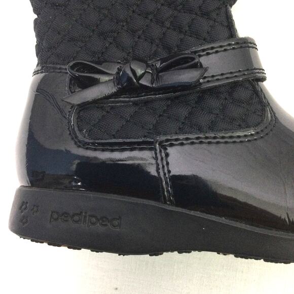 Pediped Naomi Patent Leather Side Zip Black Mid-calf Quilted Kids Boot Size 26 - Picture 12 of 12